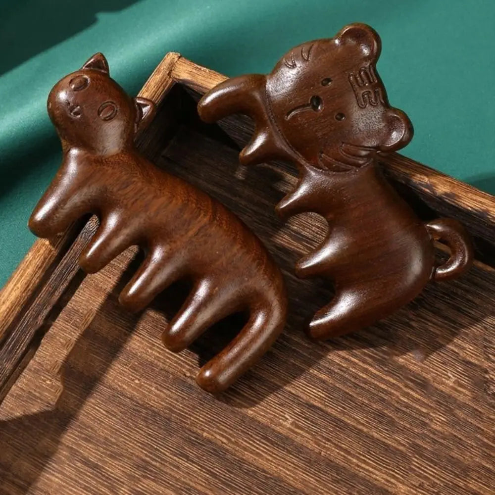 Sandalwood Body Meridian Massage Comb Wide Tooth Anti-static Tool Wood Massage Comb Animal Shaped Meridian Combs Health Care