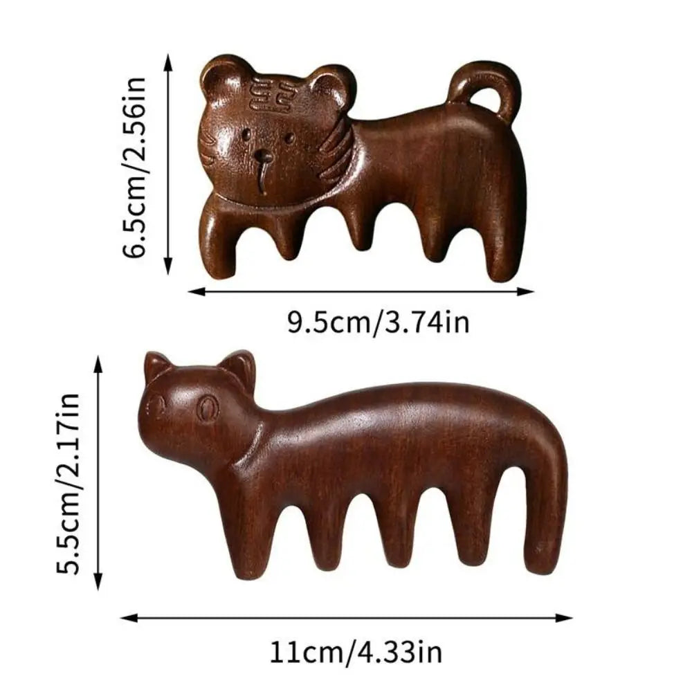 Sandalwood Body Meridian Massage Comb Wide Tooth Anti-static Tool Wood Massage Comb Animal Shaped Meridian Combs Health Care